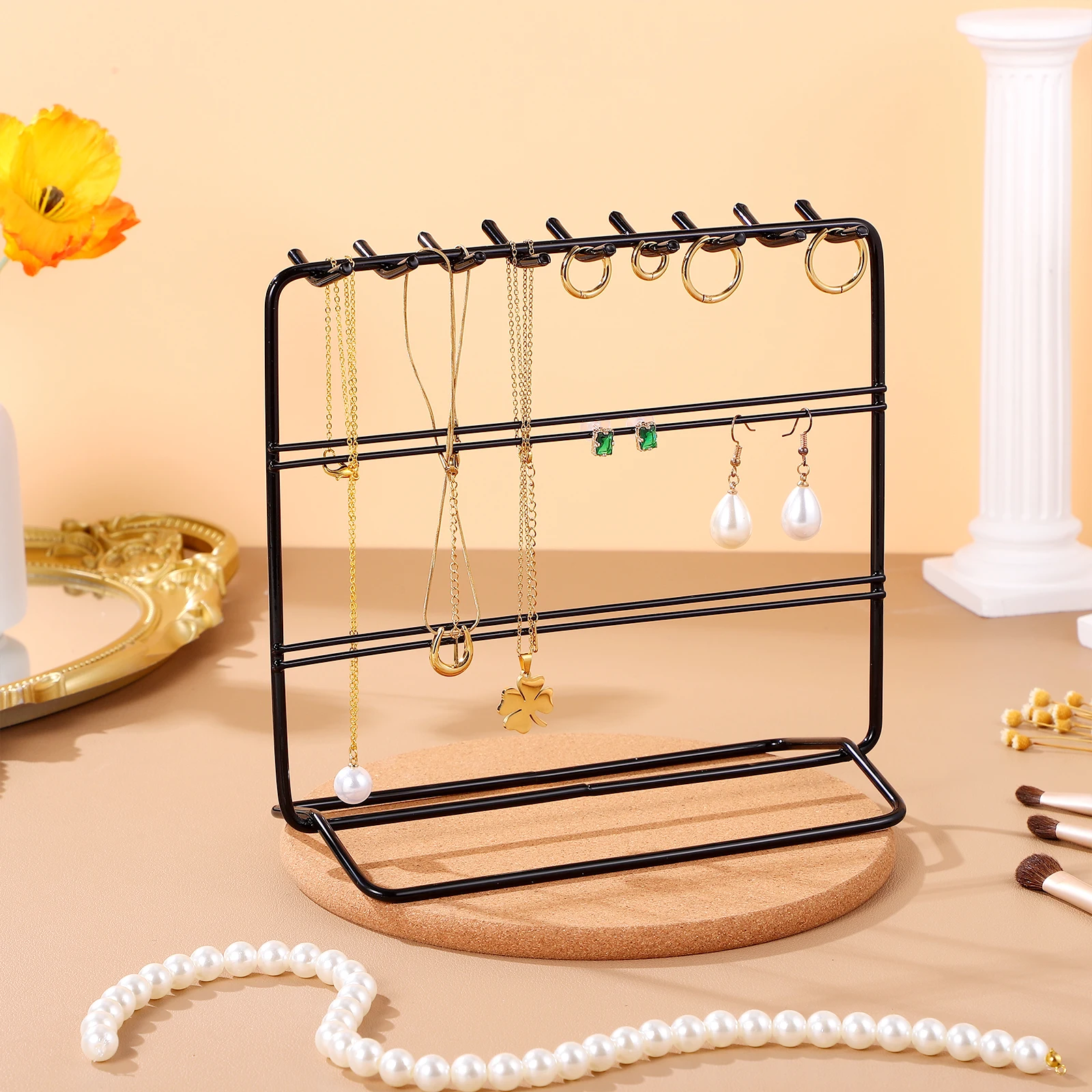 

Sturdy Iron Jewelry Display Stand Earring Holder Large Capacity Simple Design Wall Mounted ganizer for Home Vanity Dresser