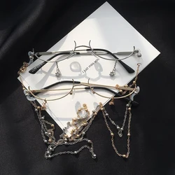 Women's Glasses Lower Half Frame No Lens Women Glasses Frame Water Drop No Lens Decoration Cute Girl Decoration Glasses Frame