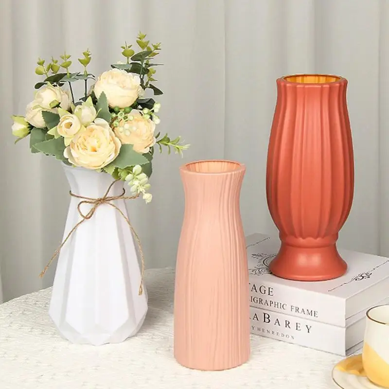 PP Vases Imitation Ceramic Flower Pot Nordic Decor Wedding Ramadan Outdoor Home Table DIY Gifts Bonsai Holiday Yard