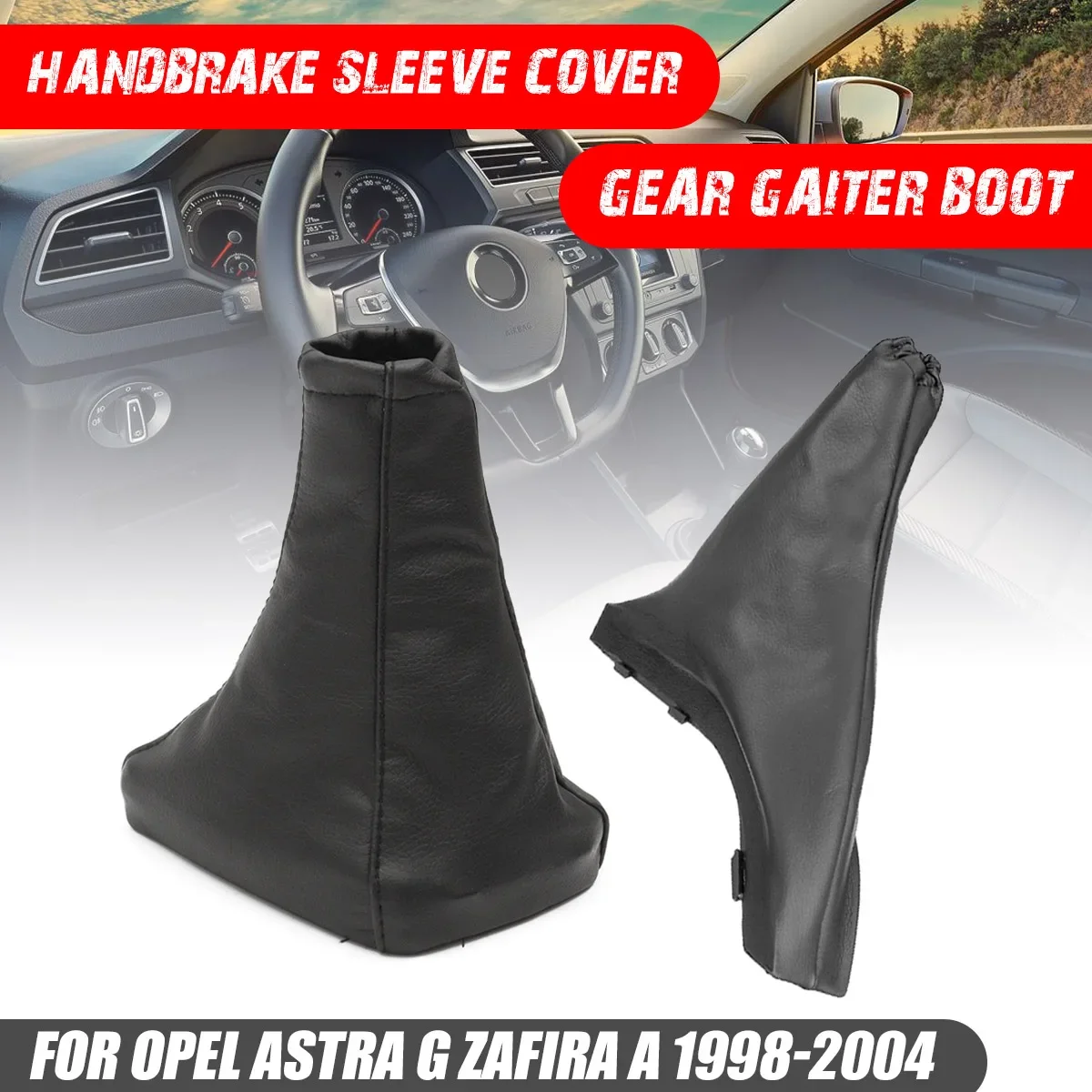 PU Leather For Opel Astra G Zafira A 1998-2004 Car Gear Shift Knob Gaiter Boot Cover Parking Handbrake Grips Covers