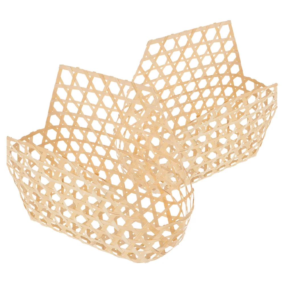 

2pcs Bamboo Decorative Baskets for Eggs Gardening Wicker Small Picnic Harvest Vegetable Storage