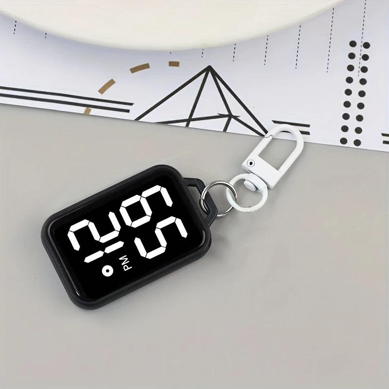 Digital display keychain pocket watch Square compact electronic pocket watch, portable keychain pocket watch view 4