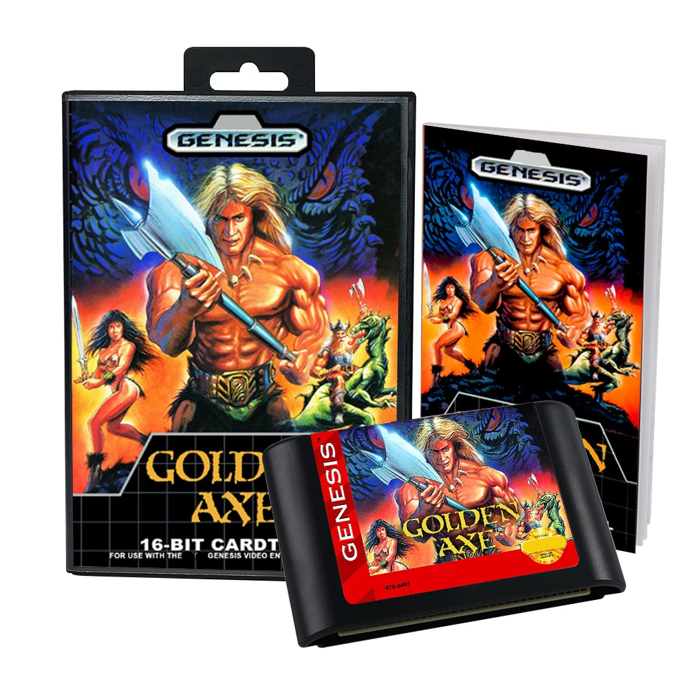 Golden Axe  USA Cover Game for SEGA MD Mega Drive Genesis Consoles Game Cartridge Box Manual