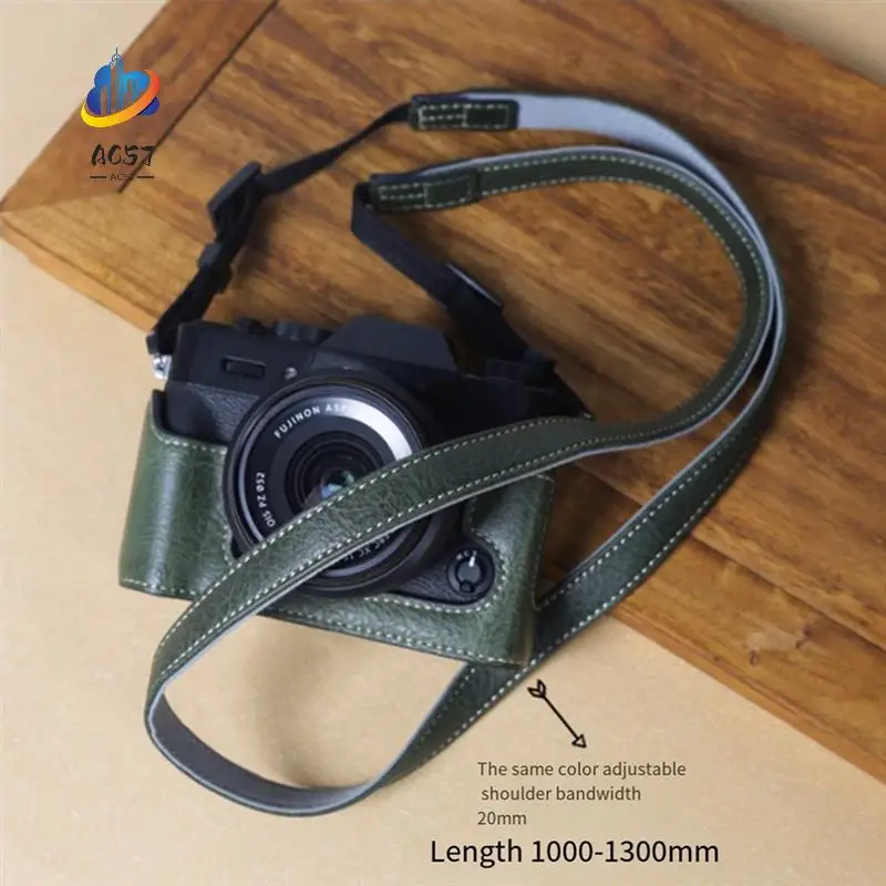 

AC57-For XS10 Camera Case Genuine-Leather Camera Case Body Protective Sleeve Box Base With Shoulder Strap Sycamore Green