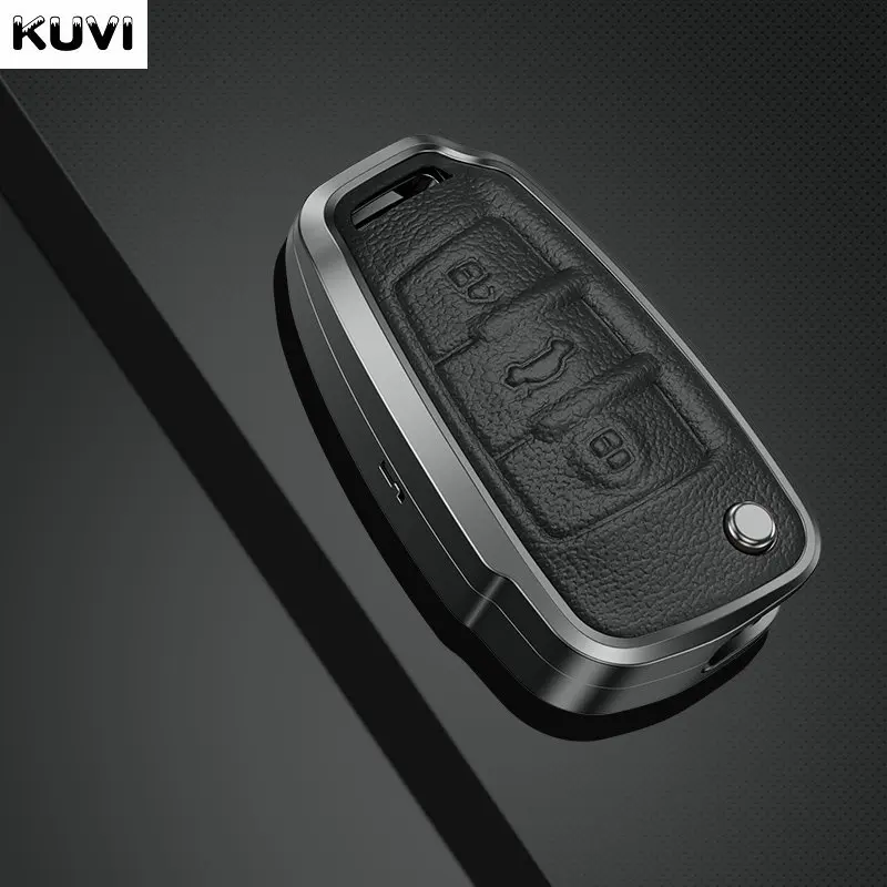 Aluminium legierung Leder Auto Schlüssel etui Abdeckung für Audi A1 A3 A6 A6L Q2 Q3 Q7 TTS R8 S6 RS3 Schlüssels chutz Shell Fob Autozubehör