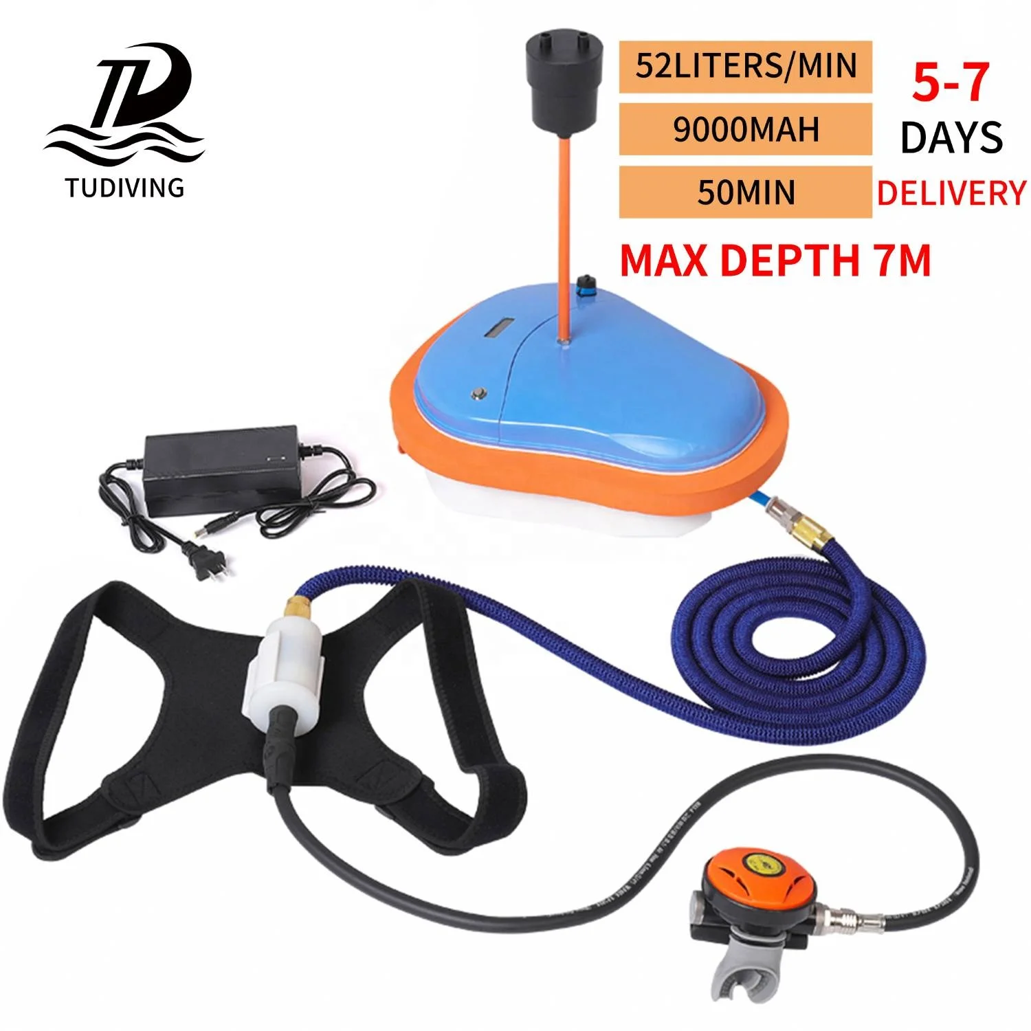 Customized LOGO Z100 45Mins Portable Water Sport Underwater Waterproof 7Meters Diving Equipment Mobile Ventilator