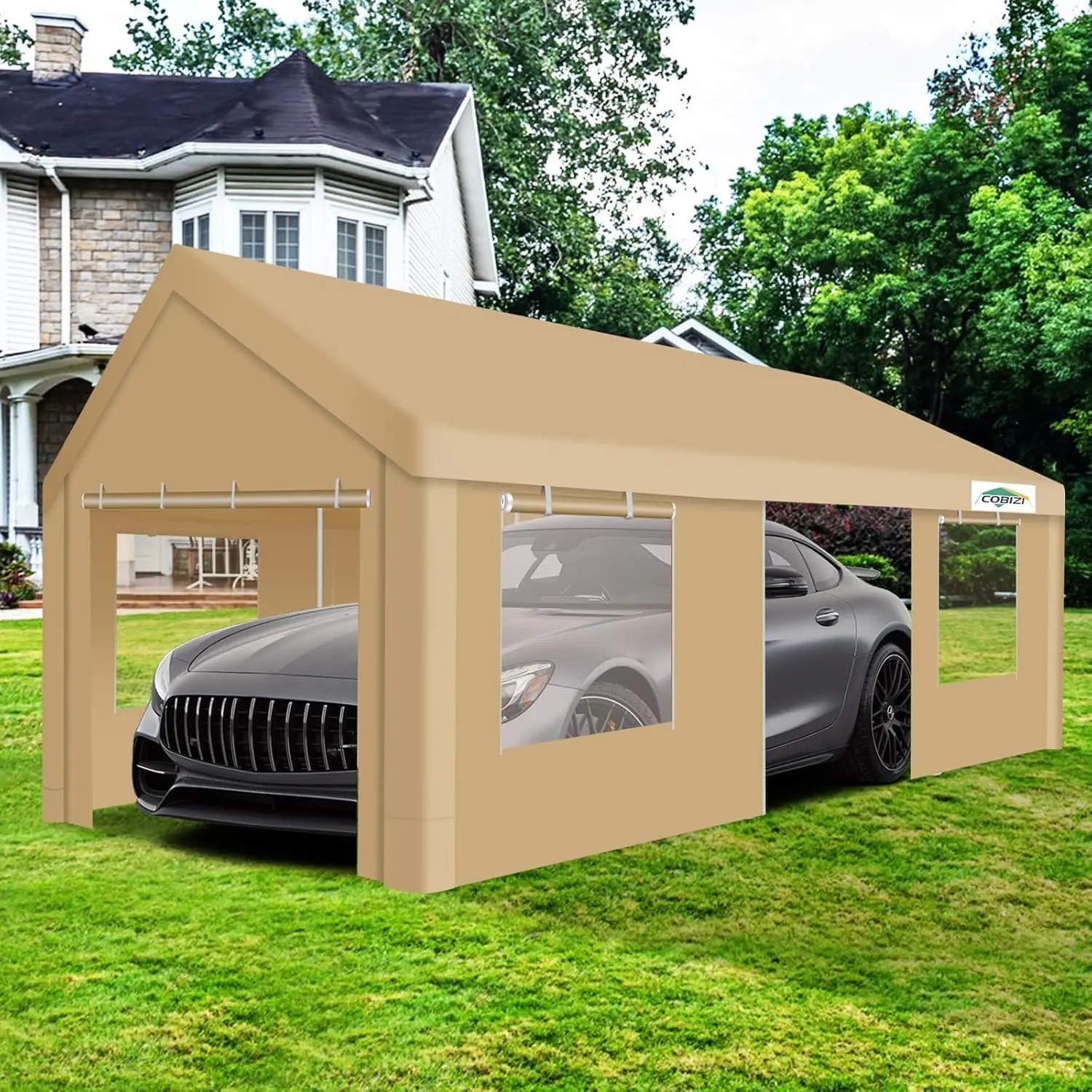 Carport 12x20ft Heavy Duty Portable Garage, 2.0 Powder Coated Frame(Better Than Galvanized), Waterproof Shelter, Customized
