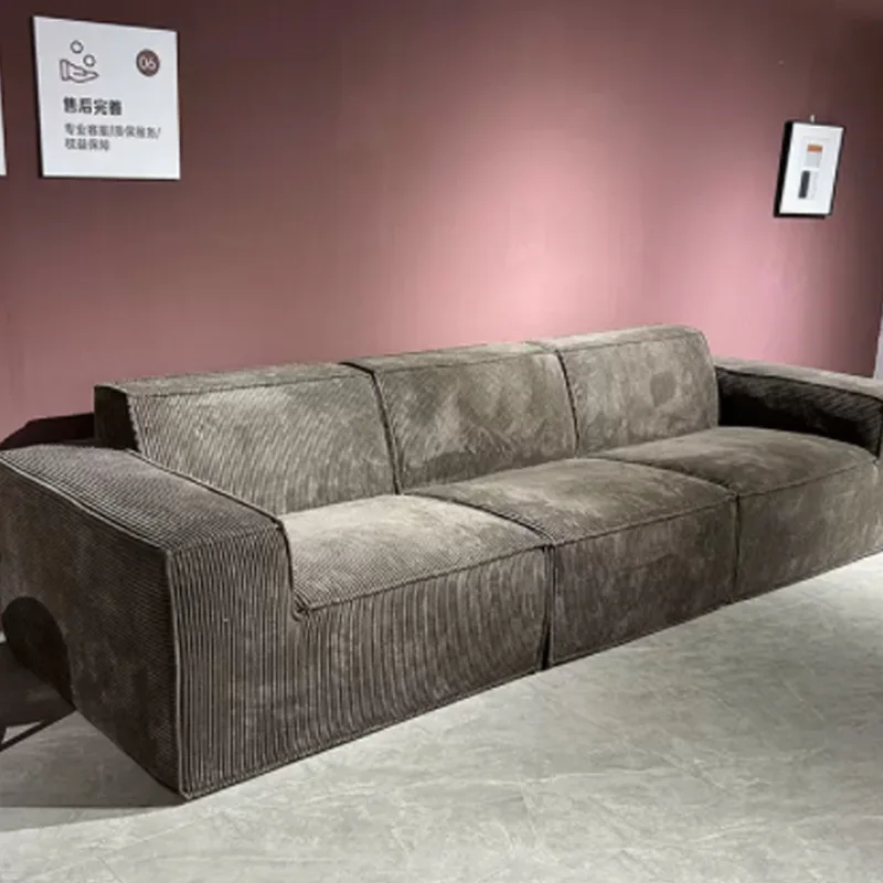 

Compression Sofa Vacuum Compression Tofu Block Sofa Corduroy Fabric Sofa Living Room Straight Row Designer Removable And Washabl