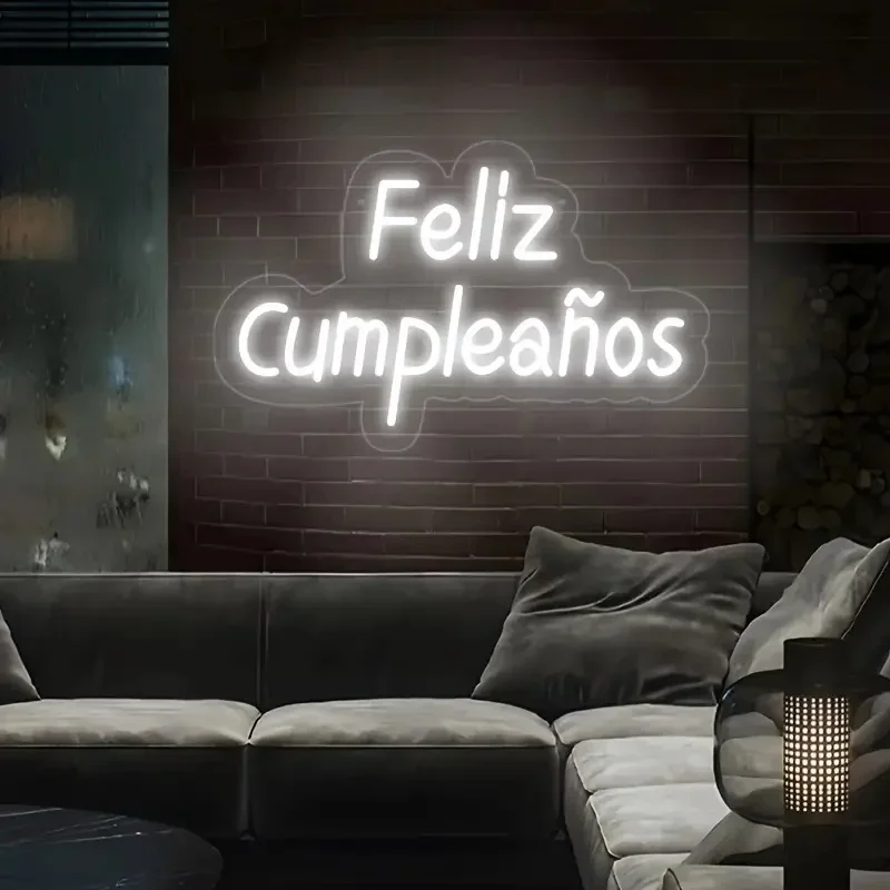 Feliz Cumpleanos Neon Sign Happy Birthday LED Light Aesthetic Neon Light Decor For Room Wall Party Bedroom Club Bar Neon Signs