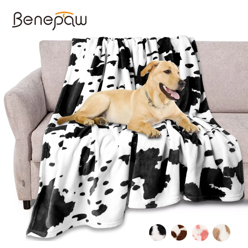 Benepaw Soft Fleece Large Dog Blanket Washable Warm Hair-Resistant Pet Throw Blanket For Bed Couch Car Furniture Protect Cover