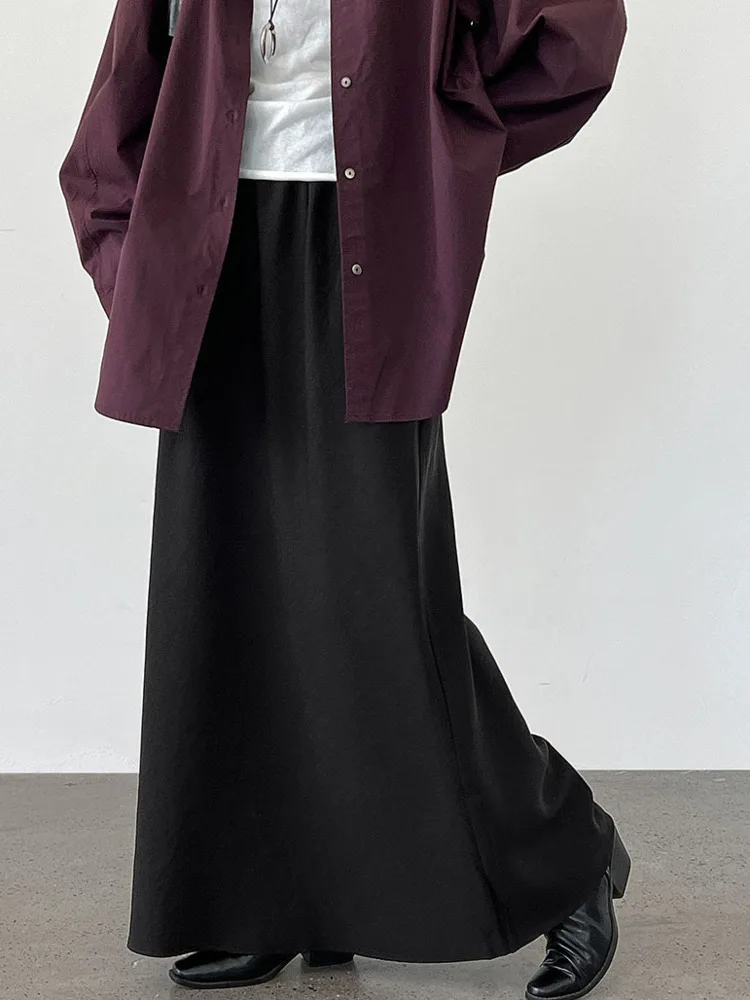 WHTREND drapé élégant taille haute droite jupe Midi pour les femmes automne nouveau polyvalent minceur longues jupes WH1229