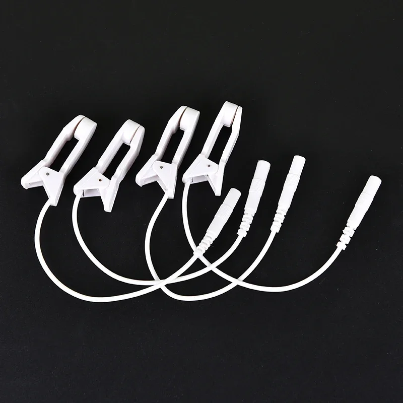 2Pcs 2.0mm Ear Pain Relief Clip Tens Electrode Lead Wire Connecting Cable