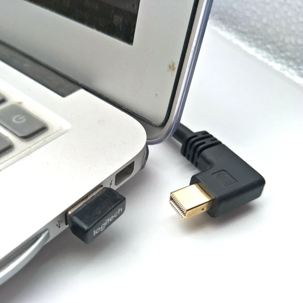 MINI Displayport 90 درجة خط تمديد الكوع العلوي والسفلي والأيمن Mini dp ذكر إلى أنثى dp كبيرة إلى 30 سنتيمتر