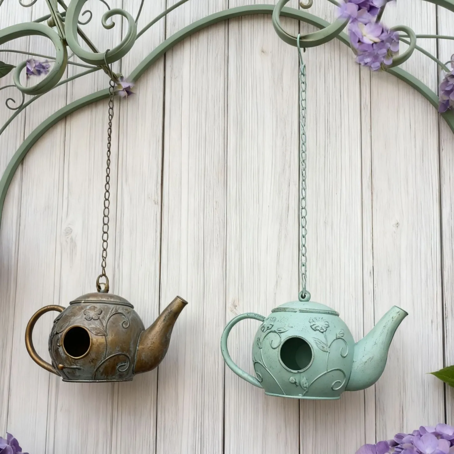 Foreign trade cross-border explosion, villa courtyard, teapot shape, bird feeder, bed and breakfast pendant, decorative bird