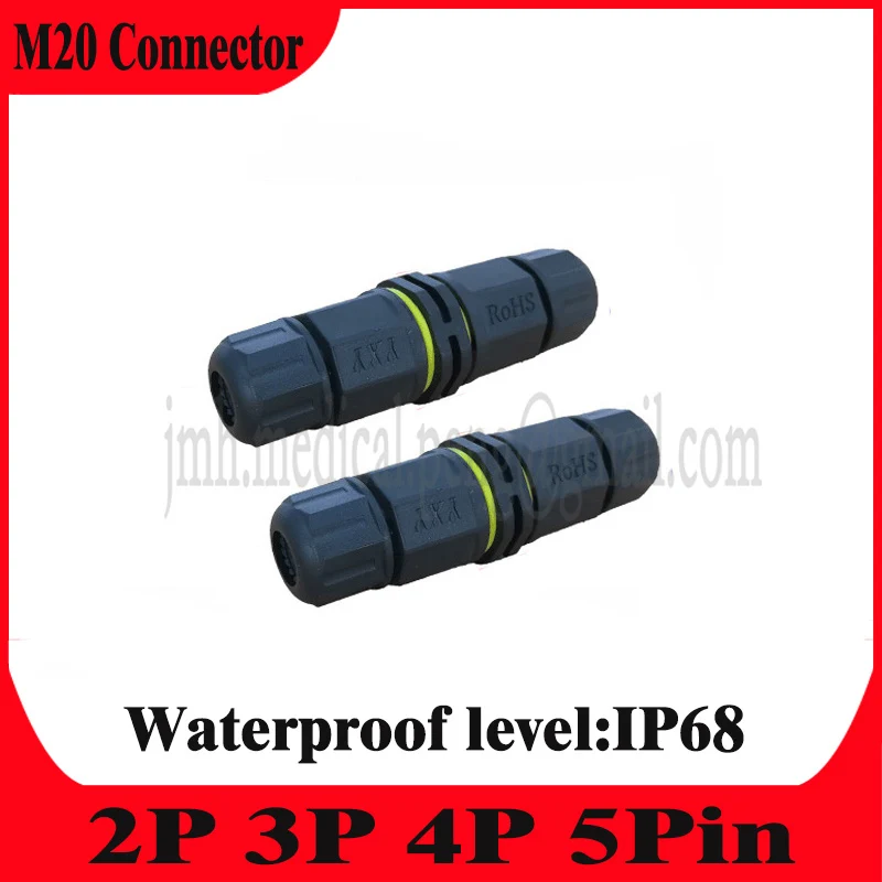 Conector serie impermeable M20T recto a través de T de cuatro vías 2P3P4P5P diámetro del cable 5-10mm cable y cable ingeniería al aire libre