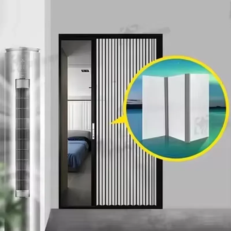 Space-Saving Folding Mesh Door - Ideal for Patio, Balcony and Doorway PC Material