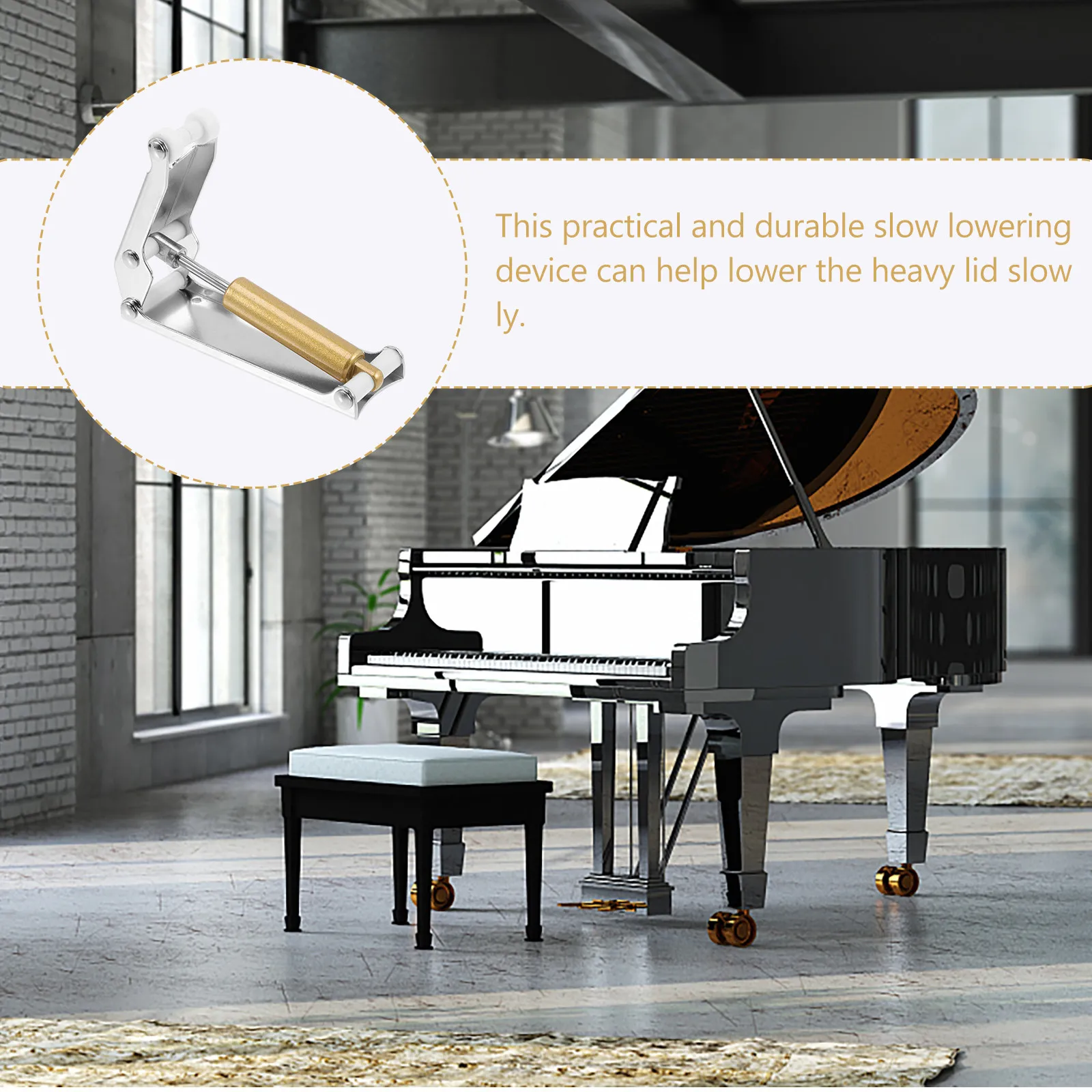 

Piano Slow Fall Device Finger Protector Durable Aluminum Alloy Easy to Install Anti-Pressure Accessory Piano Safety Supply