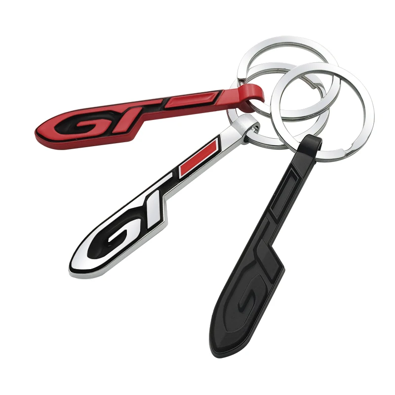 Metal Car Keychain Badge Emblem KeyRing For Peugeot GT 206 208 207RC CC 308 GT RCZ 308 508 406 2008 3008 5008 Car Accessories