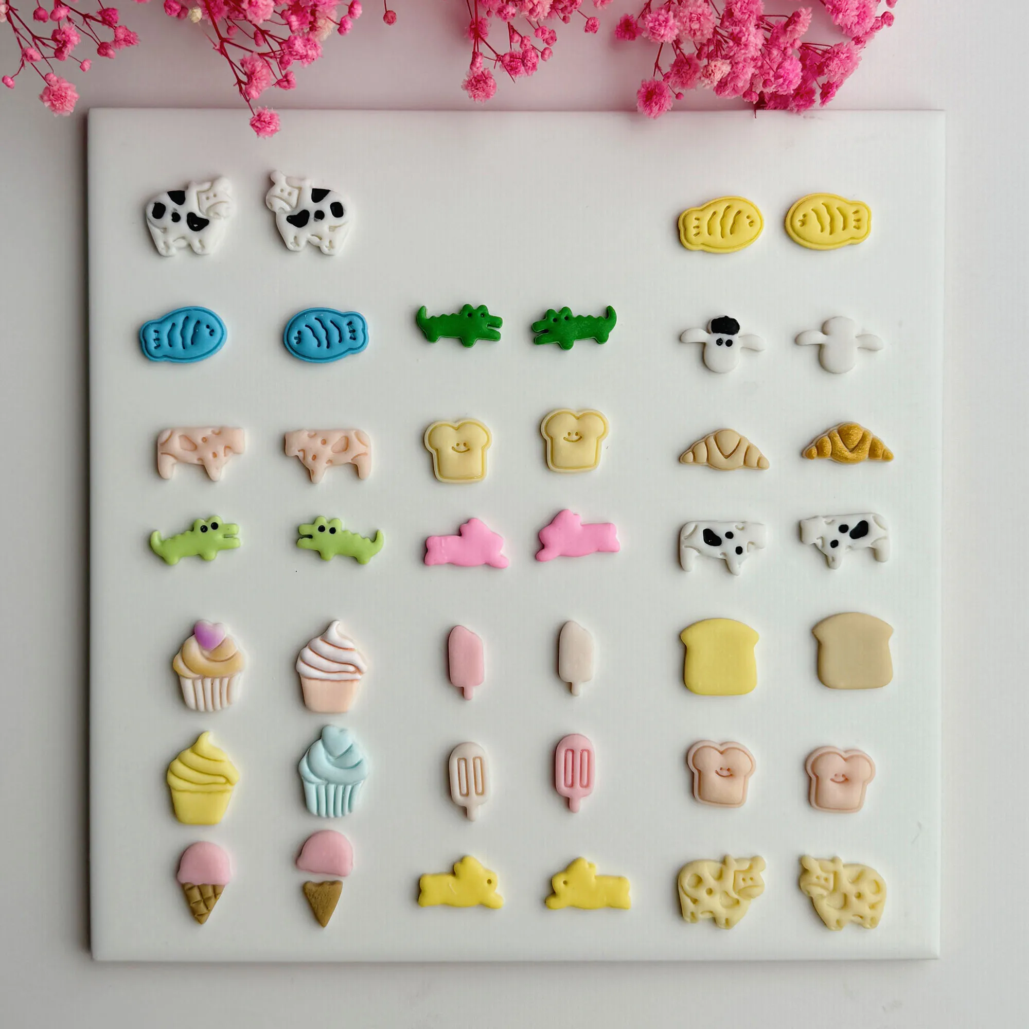 Mini Animals Cow/Rabbit/Crocodile Dessert Cupcake/Bread/Ice Cream Shaped Clay Cutting Mold For DIY Earrings Jewelry Making