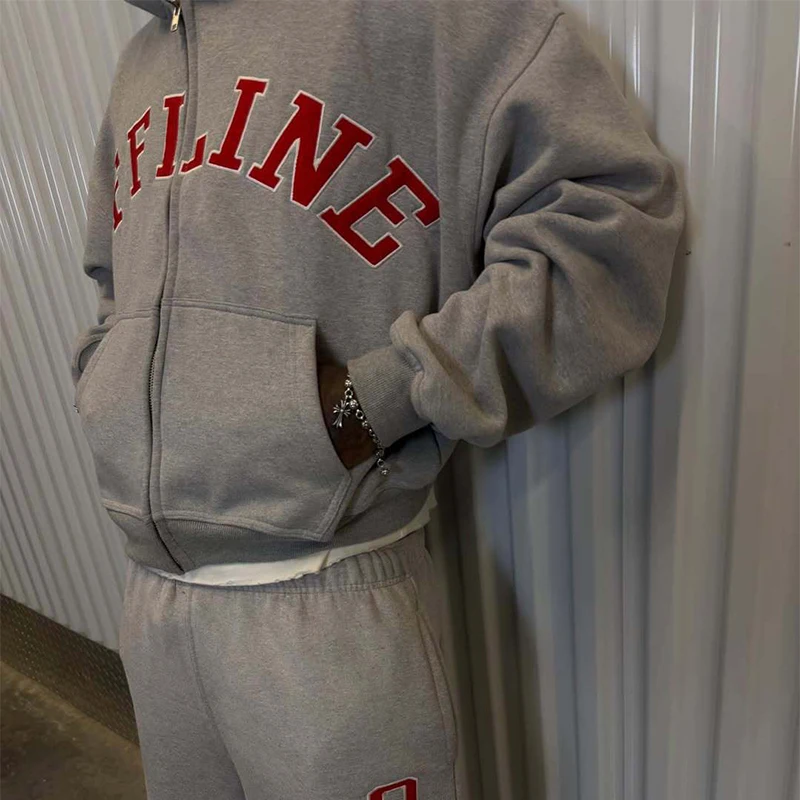 

Американский уличный стиль: модный кардиган с капюшоном на молнии, с вышивкой, унисекс, осенне-зимний тренд, индивидуальный дизайн.