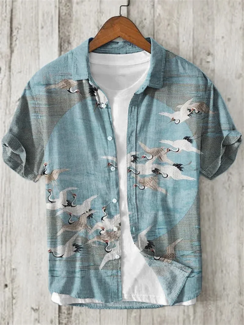 Men's shirts are popular, men's short sleeved shirts are fashionable, casual, plus size Hawaiian men