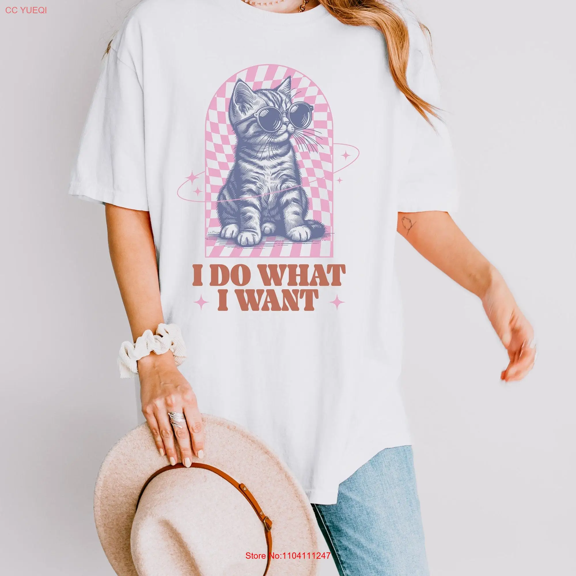 I Do What Want Cat Lover Cute Sunglasses Heavy Weight Comfort Colors T Shirt long or short sleeves