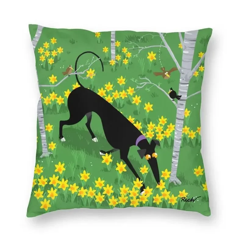 Greyhound Whippet Cartoon federa Decor Home Nordic Hound Solo cuscini da esterno per cani assortiti federa quadrata