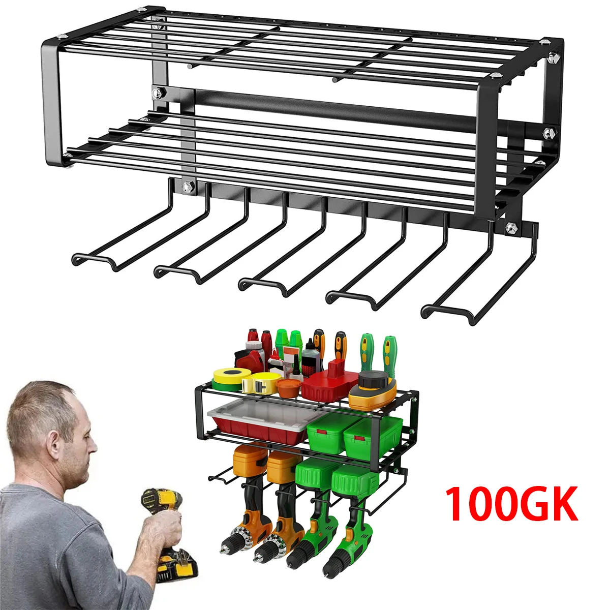 Power Tool Rack Electric Drill Holder Wall Mount Power Tool Organizer Workshop Wrench Tools Screwdriver Power Storage Shelf Home