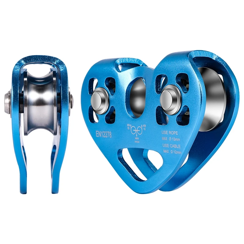 شكل قلب تسلق بكرة مزدوجة الصلب كابل حبل 13 مللي متر جهاز التسلق عالية السرعة Zipline عربة 24KN-AA85 #4