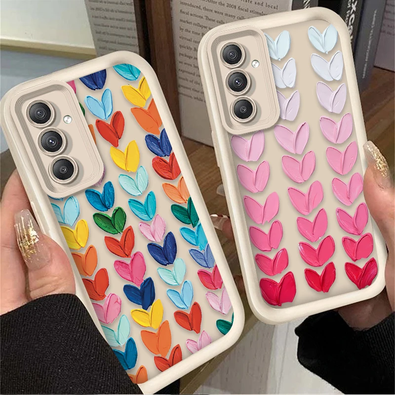 Color Oil Painting Love Heart Case for Samsung Galaxy A35 A55 A15 A25 A16 A06 A05 A05S A24 A13 A23 A12 A22 A32 A52 A71 A51 4G