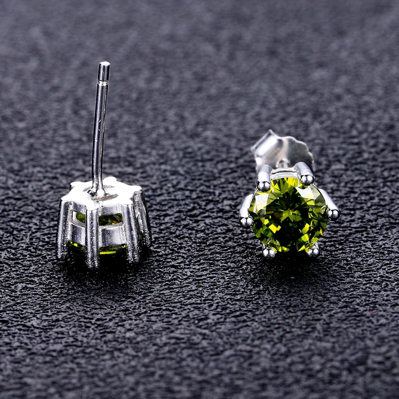 Elegant Colorful Zircon Stud Earrings for Women Sparkling 6*6mm Round Cubic Zirconia Earring Valentine\'s Day Jewelry Gift FCGJHW