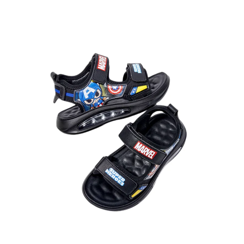 Marvel Boys Sandals 2023 New Summer Soft Sole Beach Shoes Anime Captain America Children Sports Leisure Cartoon Sandals Gift