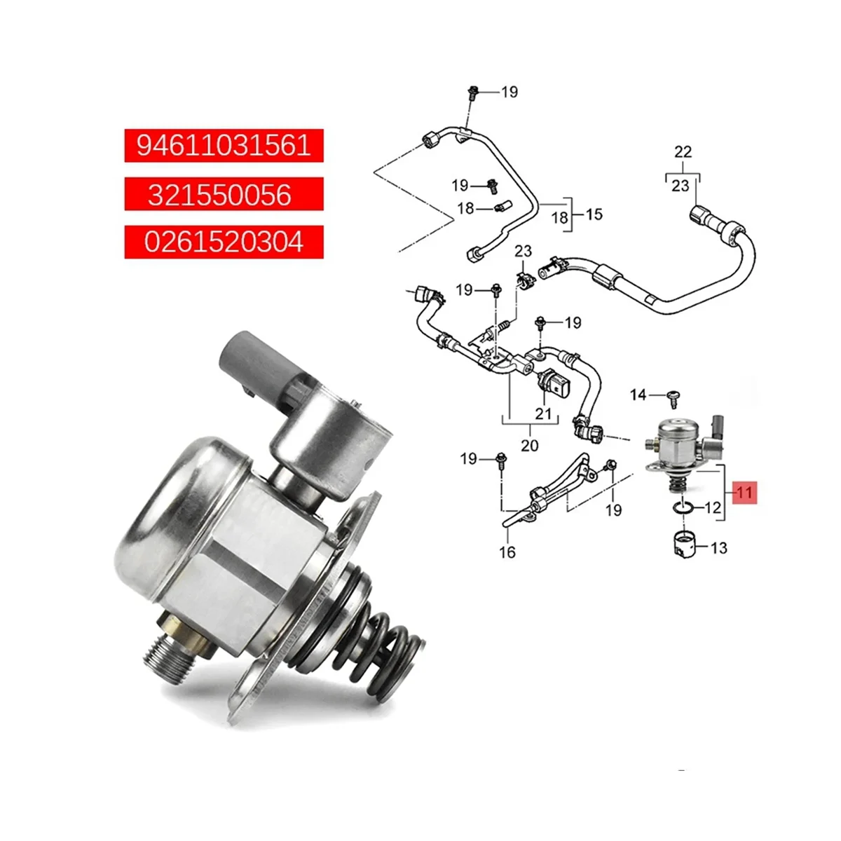 94611031561 High Pressure Fuel Pump Automobile for Porsche Cayenne Macan Panamera