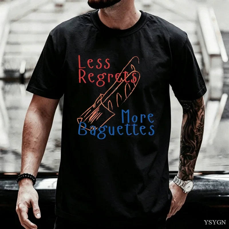 Funny French Bread Graphic T Shirts Men Women Casual Round Neck Printed Cotton Tshirts Unisex Streetwear Clothing Tops
