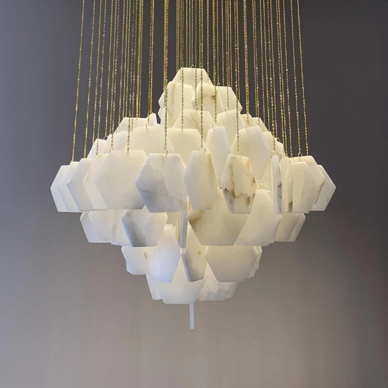 Luxury Design Marble Chandelier Modern Foyer Lights LED Luminaire Bedroom Decoration Loft Villa Glossy Lamp Customized