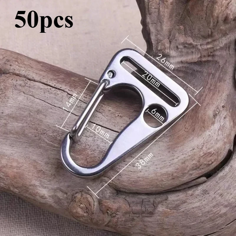 50pcs 20mm Stainless steel eagle beak clasp buckles keychain hooks safety for outdoor luggage webbing hardware accessories