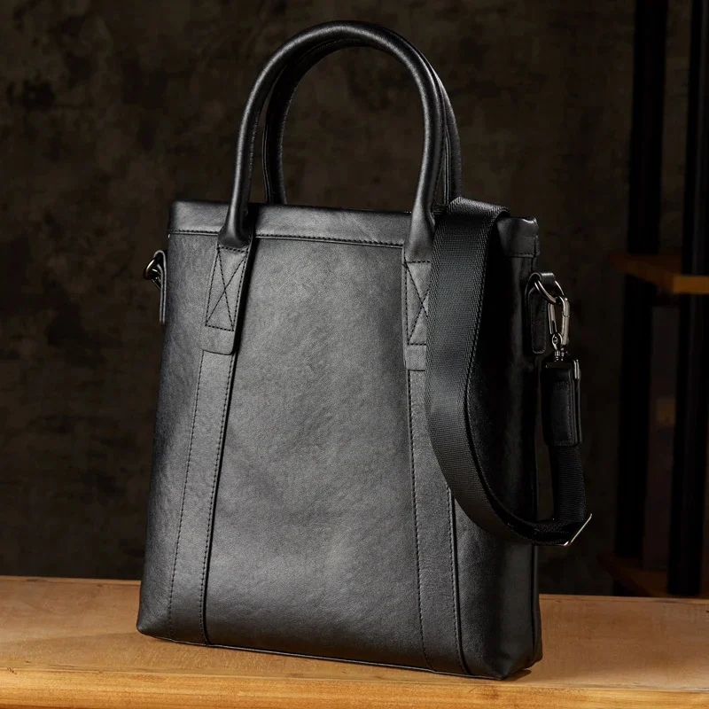 Sac à main en cuir véritable pour hommes, sac à bandoulière décontracté, étui à bombes en cuir de vachette, messager lancé vertical, mode de luxe