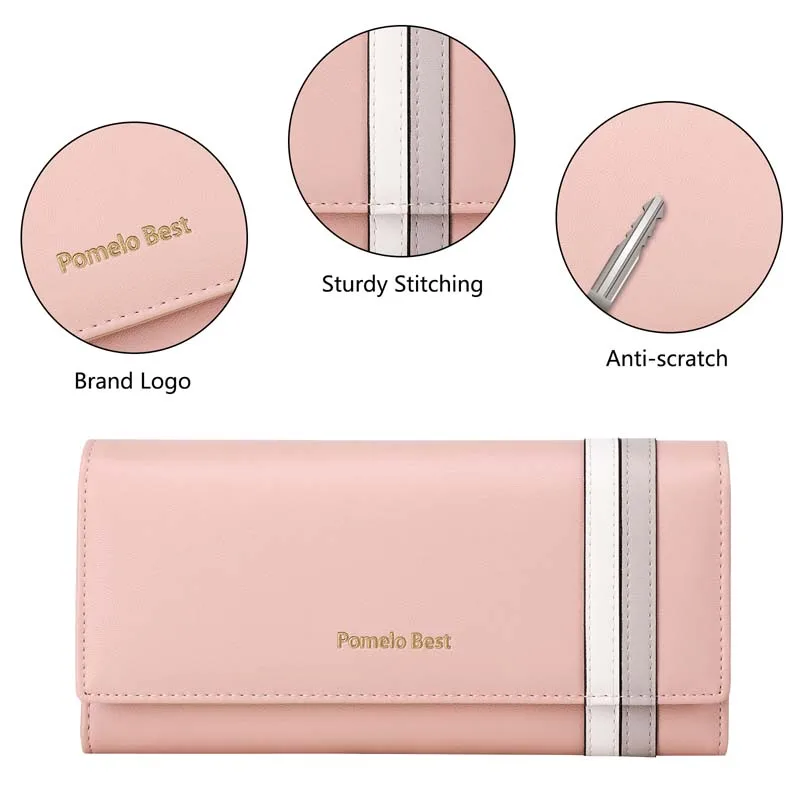 Three fold Women's Wallet Zipper Purse Lady Long Clutch Purses Leather Female Card Holder Wallet Phone Pouch for shopping Travel