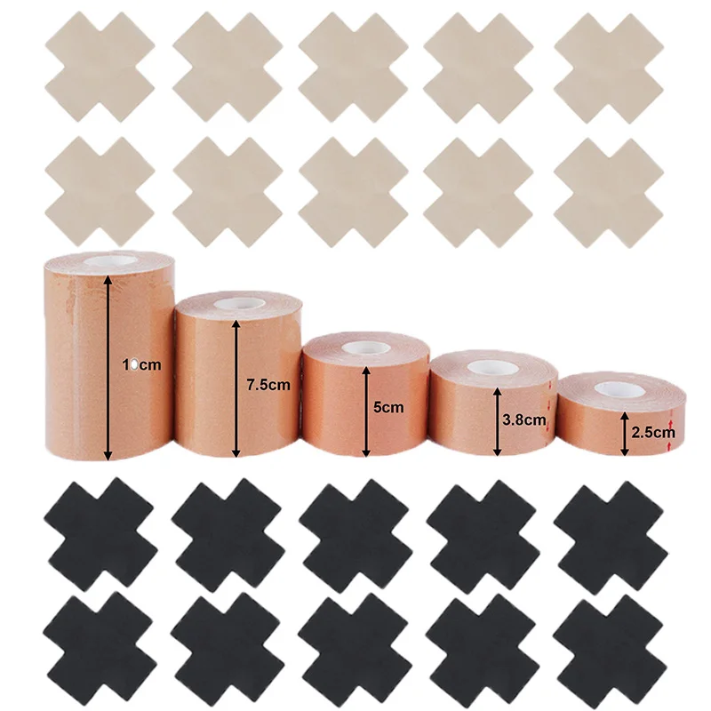 Black Women Cross Shape Self-Adhesive Disposable Satin Nipple Cover  Breast Pasties Stickers Invisible Nipple Covers