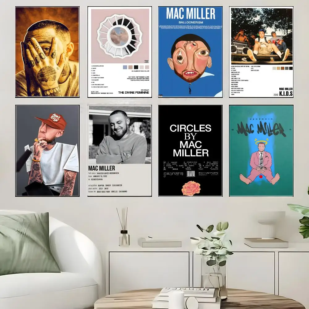 Merch Mac Miller Singer Poster  Self-adhesive Art Waterproof Paper Sticker Coffee House Bar Room Wall Decor