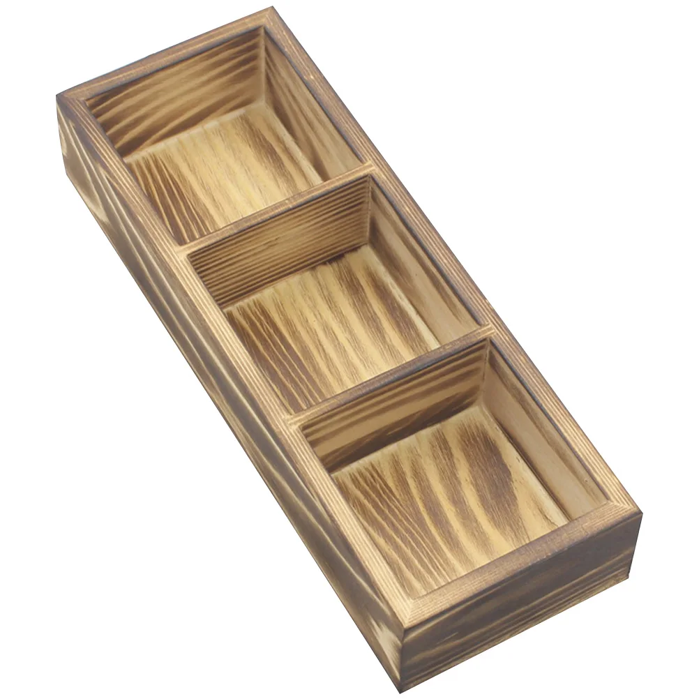 

Wooden Tea Bag Organizer 3 Compartments Vintage Style Storage Box for Bags Sugar Salt Pepper Packets Coffee Containers