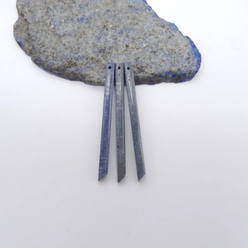 3PCS Natural Blue Coral Long Dangle Earring Beads 56x4mm Front Drilled Jewelry Making Supplies Gift for Daily Wear
