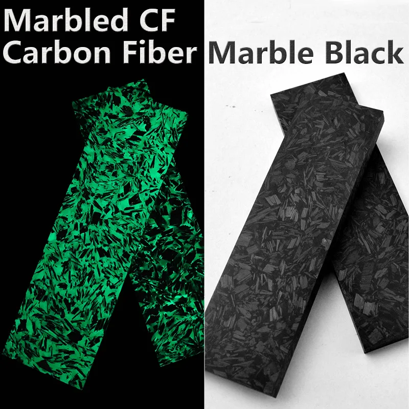 Imagem -05 - Verde Marmorizado cf Carbon Fiber Board Noctilucent Esmagado Material de Resina de Carbono Punho de Mármore Faca Faça Você Mesmo Tamanhos 1pc Preto e
