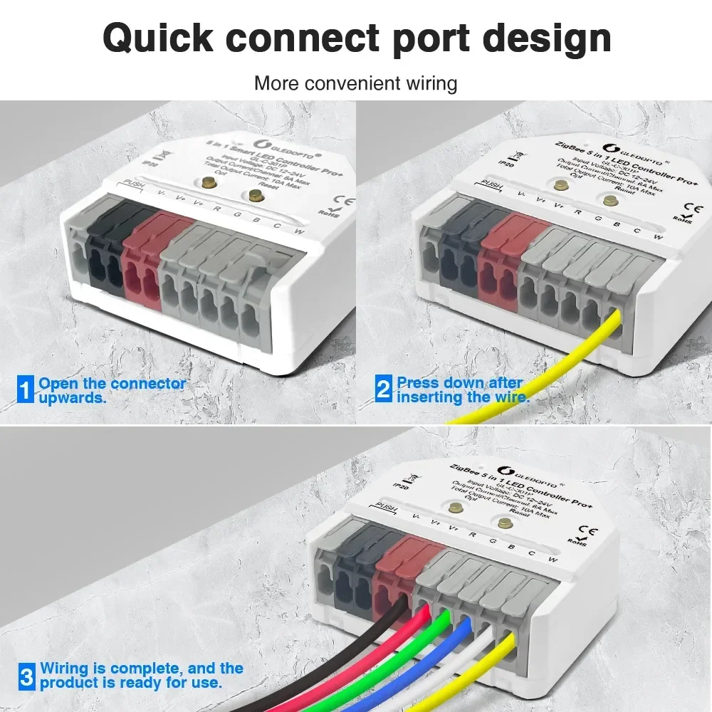 GLEDOPTO ZigBee3.0 Pro + Ultra Mini 5 em 1 Controlador LED DC12V-24V Funciona com (RGBCCT/RGBW/RGB/CCT/Dimmer)