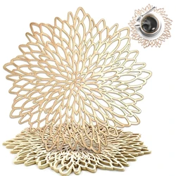 10CM/38CM Vinyl Hollow Out Cup Coaster PVC Flower Round Irregular Placemat Pads for Kitchen Wedding Party Holiday Home Decor