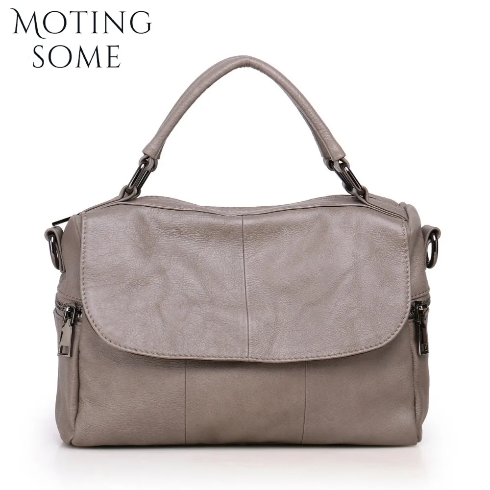 Motingsome Soft Cowhide Messenger Bag Women Leisure Handbag Crossbody Lady Flap Purse Casual Daily Purse Top Handle Tote 2024