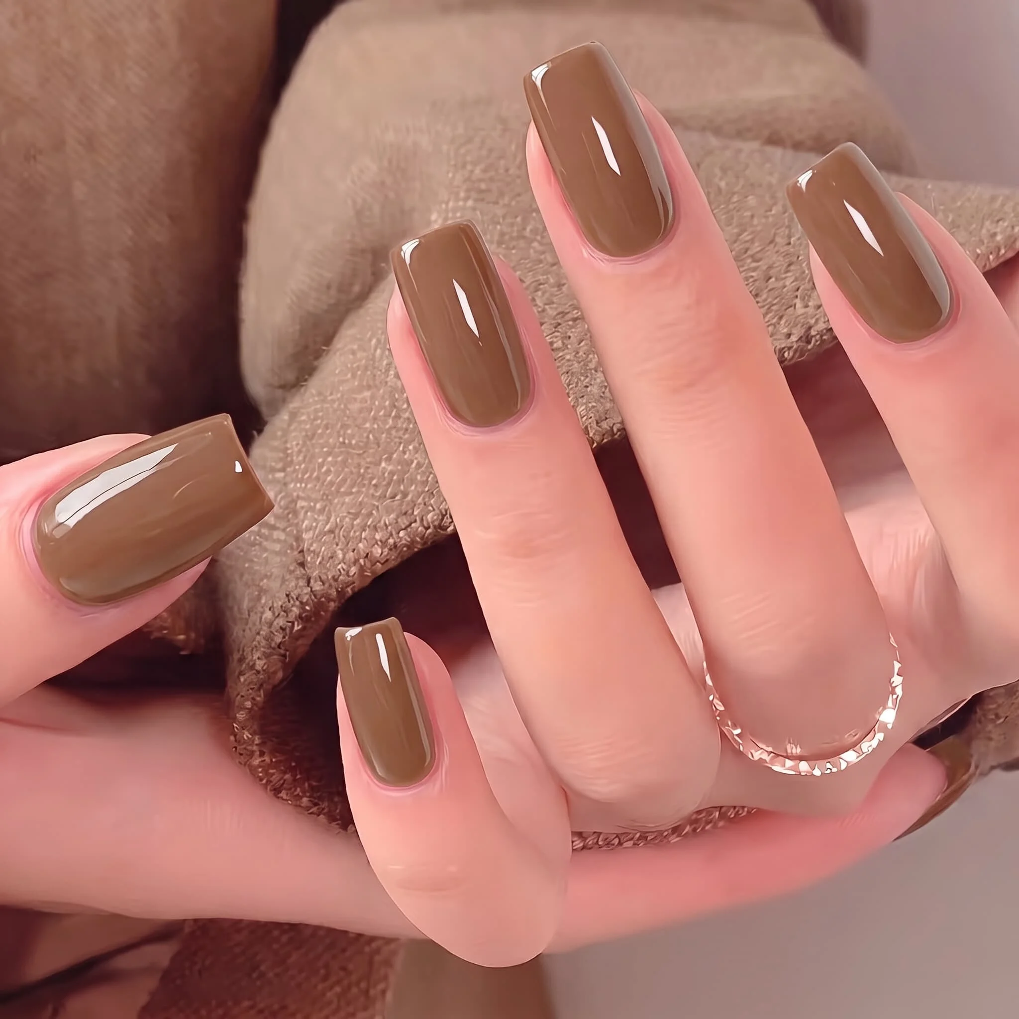 Hassleless Autumn and Winter Maple Leaf 6-Piece Gel Nail Polish Set 15ml Maillard Brown Solid Color Gold Glitter Nail Polish Removable Long-Lasting Mirror Gloss Nail Polish Home Salon DIY Nail Art Set