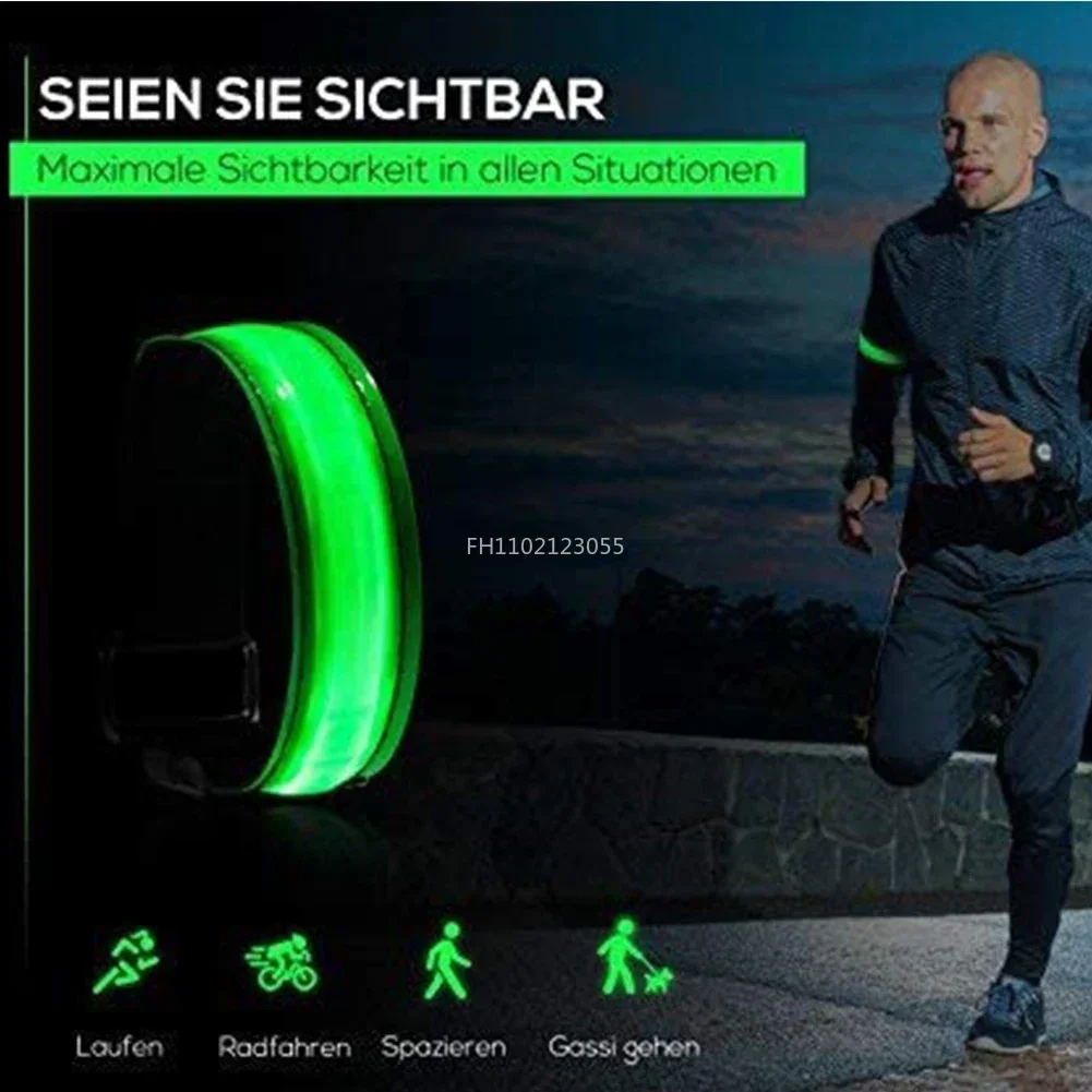 USB Charging LED Luminous Night Running Armband Bracelet Outdoor Sports Reflective Safety Belt Bicycle Cycling Glowing Wristband