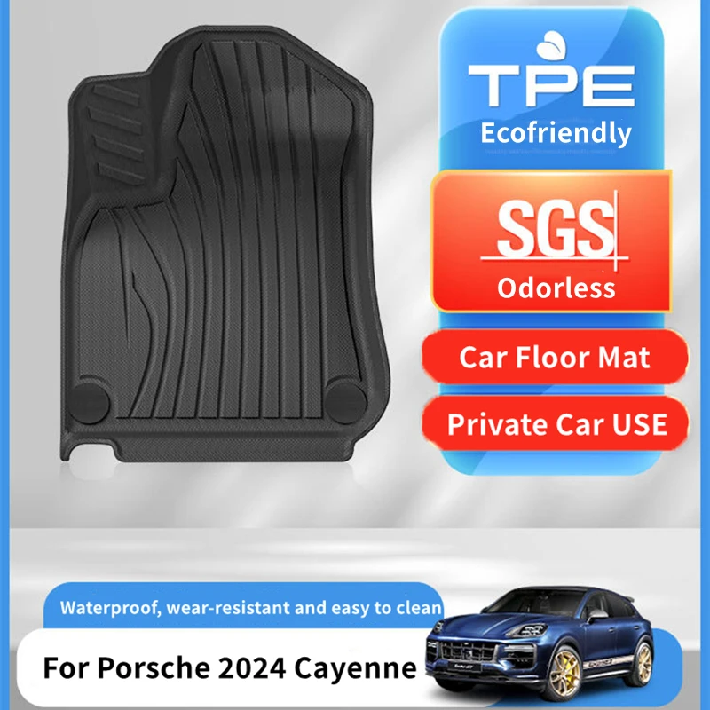 

Car Trunk Mat TPE Floor Mats for Porsche 2024 Cayenne All Weather Rear Trunk Protector Pad Cargo Liner Seat Back Anti Dirty Pads