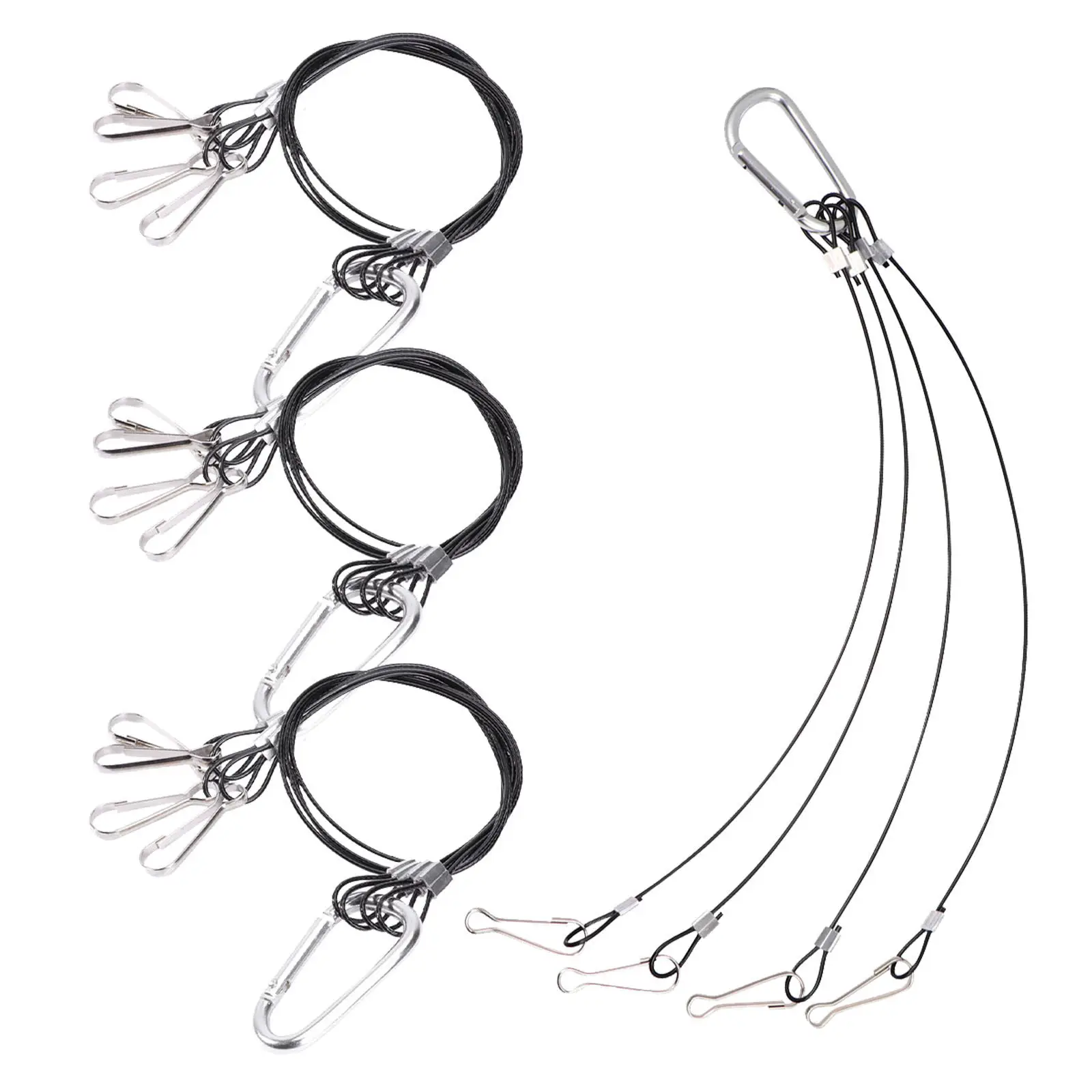 

4Pcs Plant Grow Light Hanging Rope High Grade Steel Wire 1.5mm Thick 400Mm Length Compatible with Most Brackets LED Light Hanger